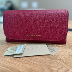 Burberry Burgundy Leather Wallet